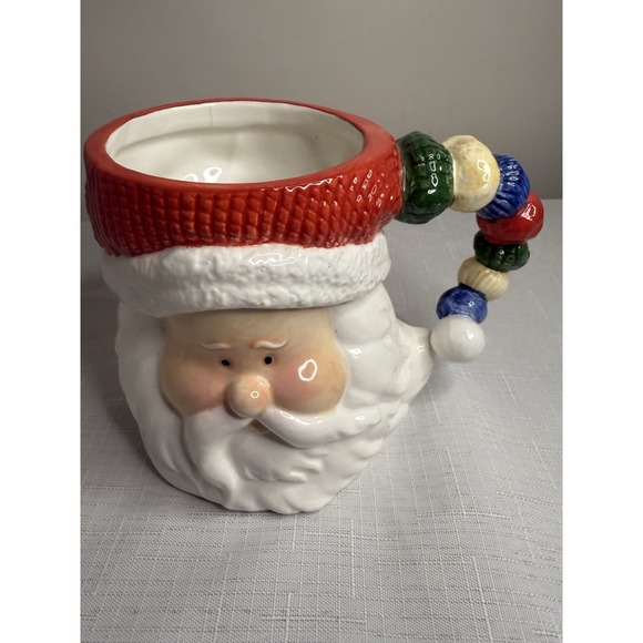 Red And White Santa Mug With Unique Handle - Picture 1 of 5
